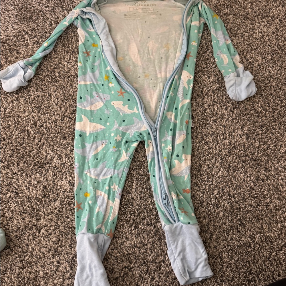 Little Sleepies Aqua Shark Kids Footie Pajama PLAY CONDITION